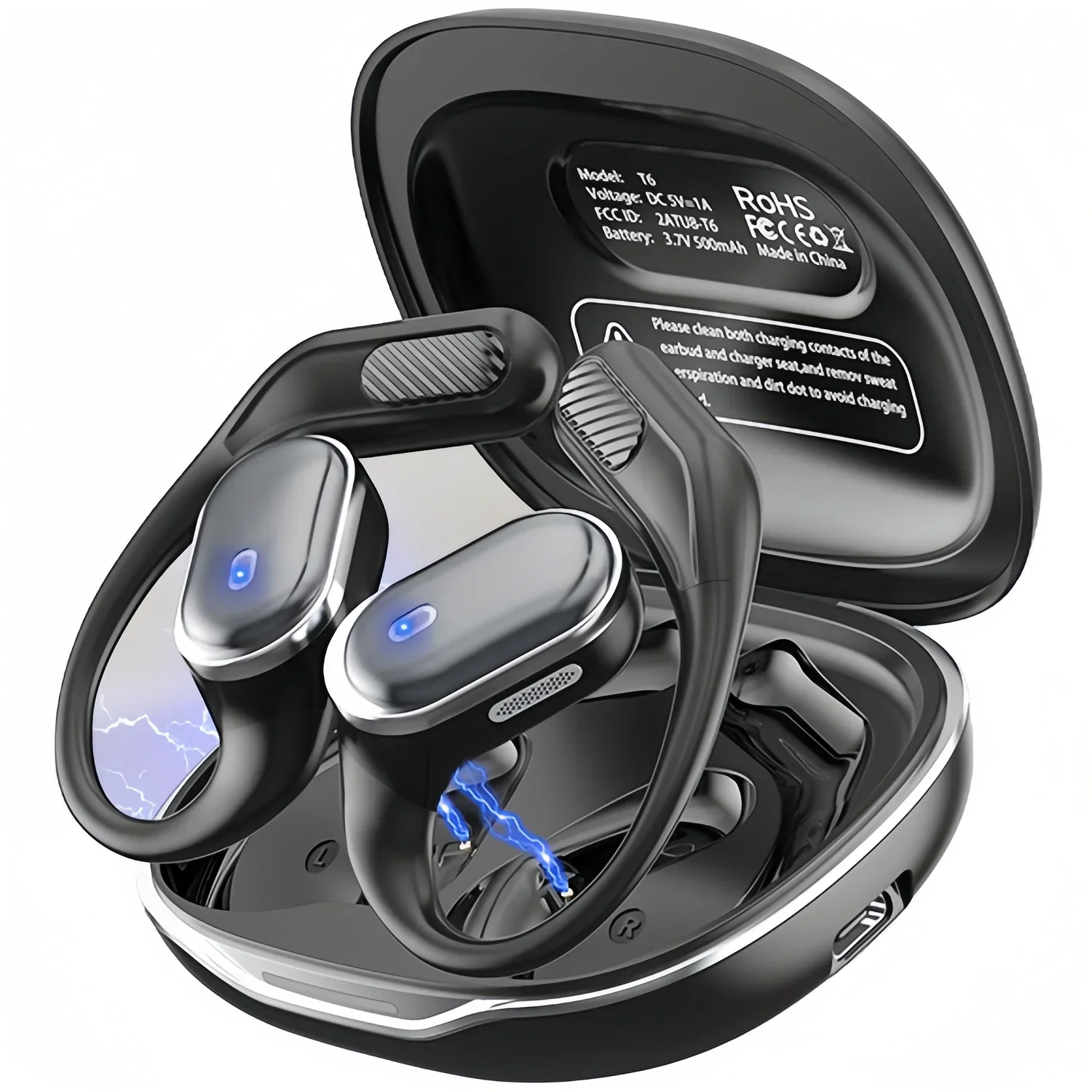 Type C Wired Earphones With Mic - หูฟังแบบเปิดหูพร้อมความสบายที่มั่นคงและเสียงความละเอียดสูง เพิ่มเสียงเบสบริสุทธิ์ หูฟังบลูทูธ V6.0 แบบ OWS