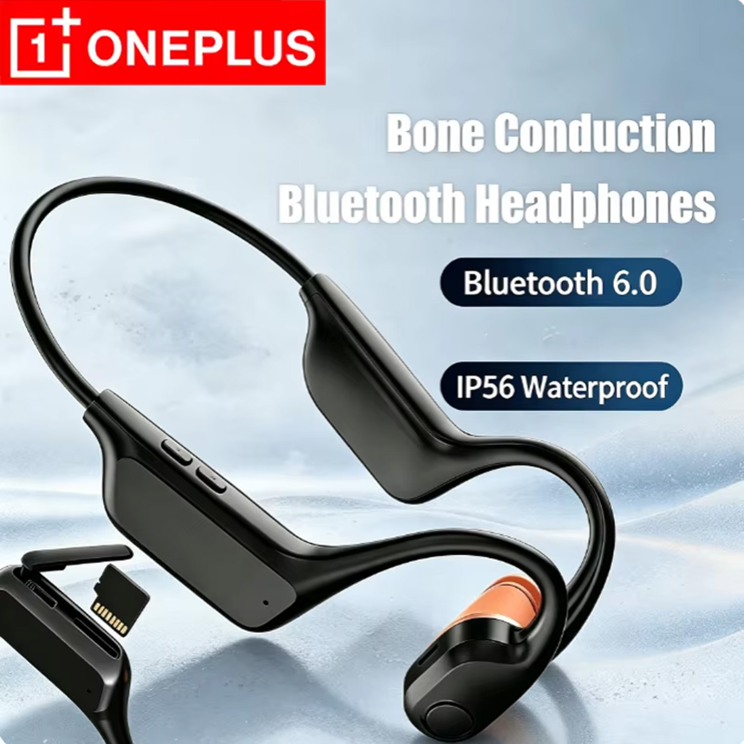 Bone Conduction Running Headphones - หูฟังบลูทูธแบบเปิดหู ใช้เทคโนโลยีการส่งเสียงผ่านกระดูกของ OnePlus แบตเตอรี่ใช้งานได้นานเป็นพิเศษ เหมาะสำหรับการวิ่ง ปั่นจักรยาน