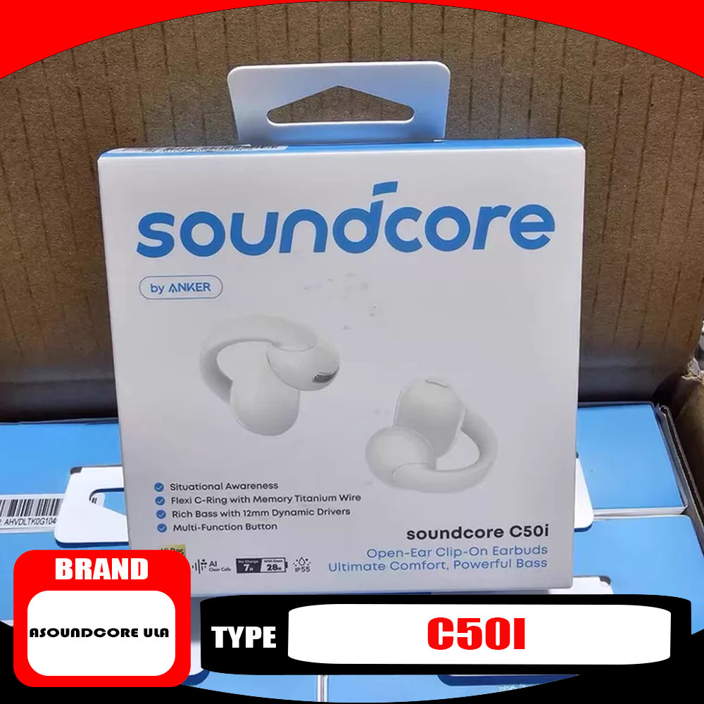 Open Ear Air Conduction Headphones - หูฟังไร้สายแบบหนีบหู Soundcore C50i สำหรับเล่นกีฬา บลูทูธ AI