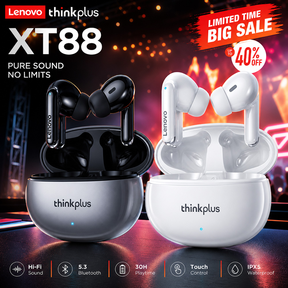 Tws Earbuds Bluetooth 5.3 - หูฟังไร้สาย Lenovo XT88 TWS บลูทูธ 5.3