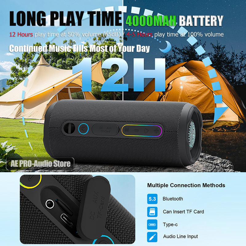 30W ลำโพงบลูทูธแบบพกพาไร้สาย E - Portable Bluetooth Speaker Waterproof Ipx7 บทวิจารณ์และราคา