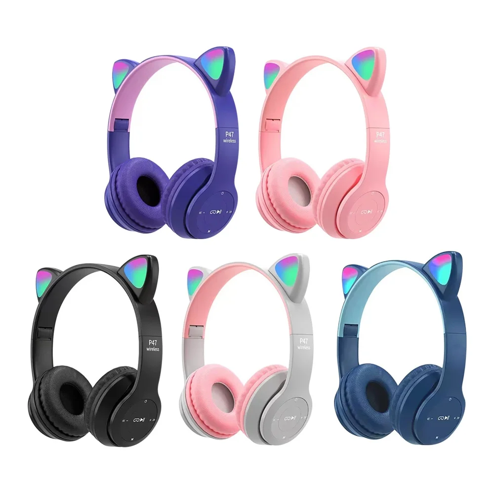 หูแมวน่ารักชุดหูฟังบลูทูธพร้อม - Cat Ear Bluetooth Headset Led บทวิจารณ์และราคา