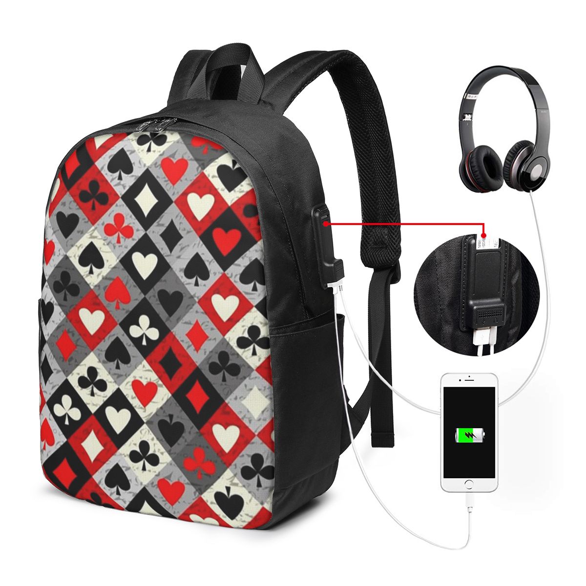 กระเป๋าเป้สะพายหลังลายไพ่โป๊กเ - Laptops บทวิจารณ์และราคา